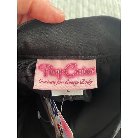 NWT PINUP COUTURE JENNY GATHERED SWING SKIRT SATEEN L Feminine 50s Minimalist - Picture 3 of 9